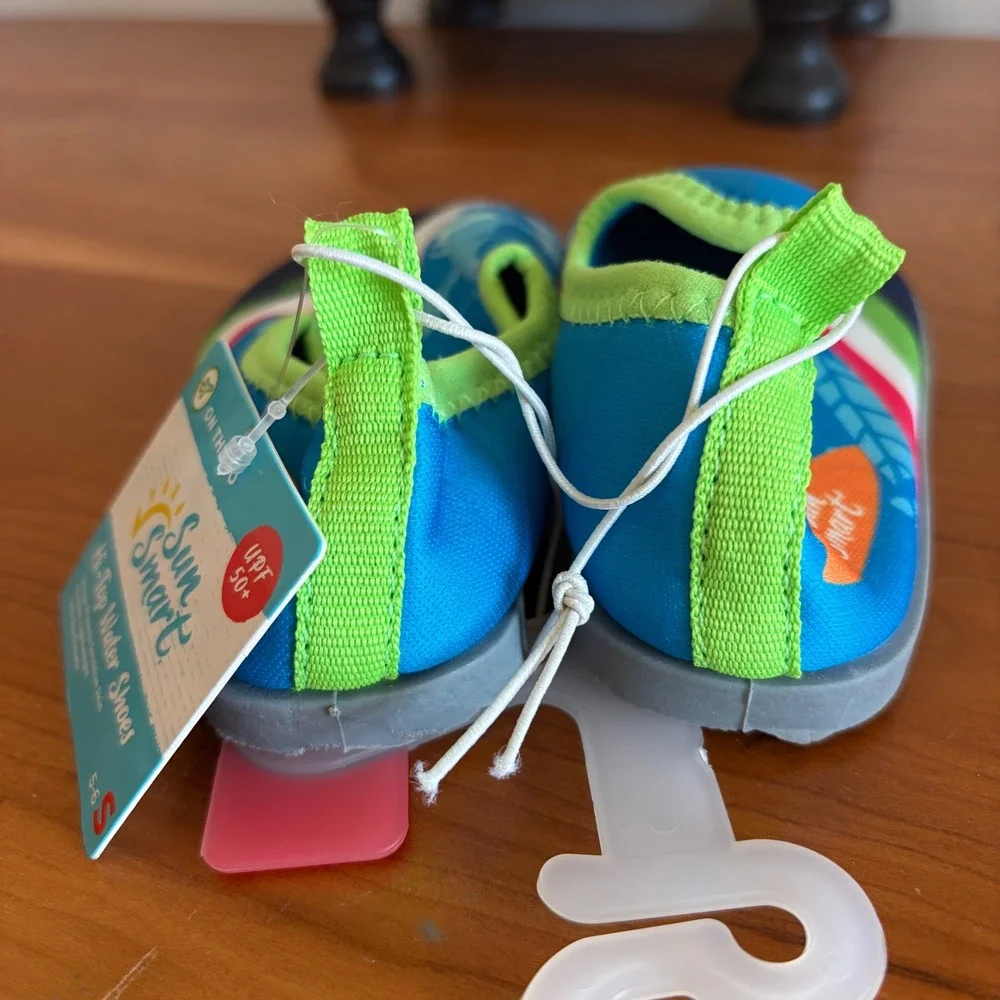 Sun Smart‎ Kids Hi-Top Water Shoes Blue Green Lobster UPF 50+ Size 5-6 25222GLYF